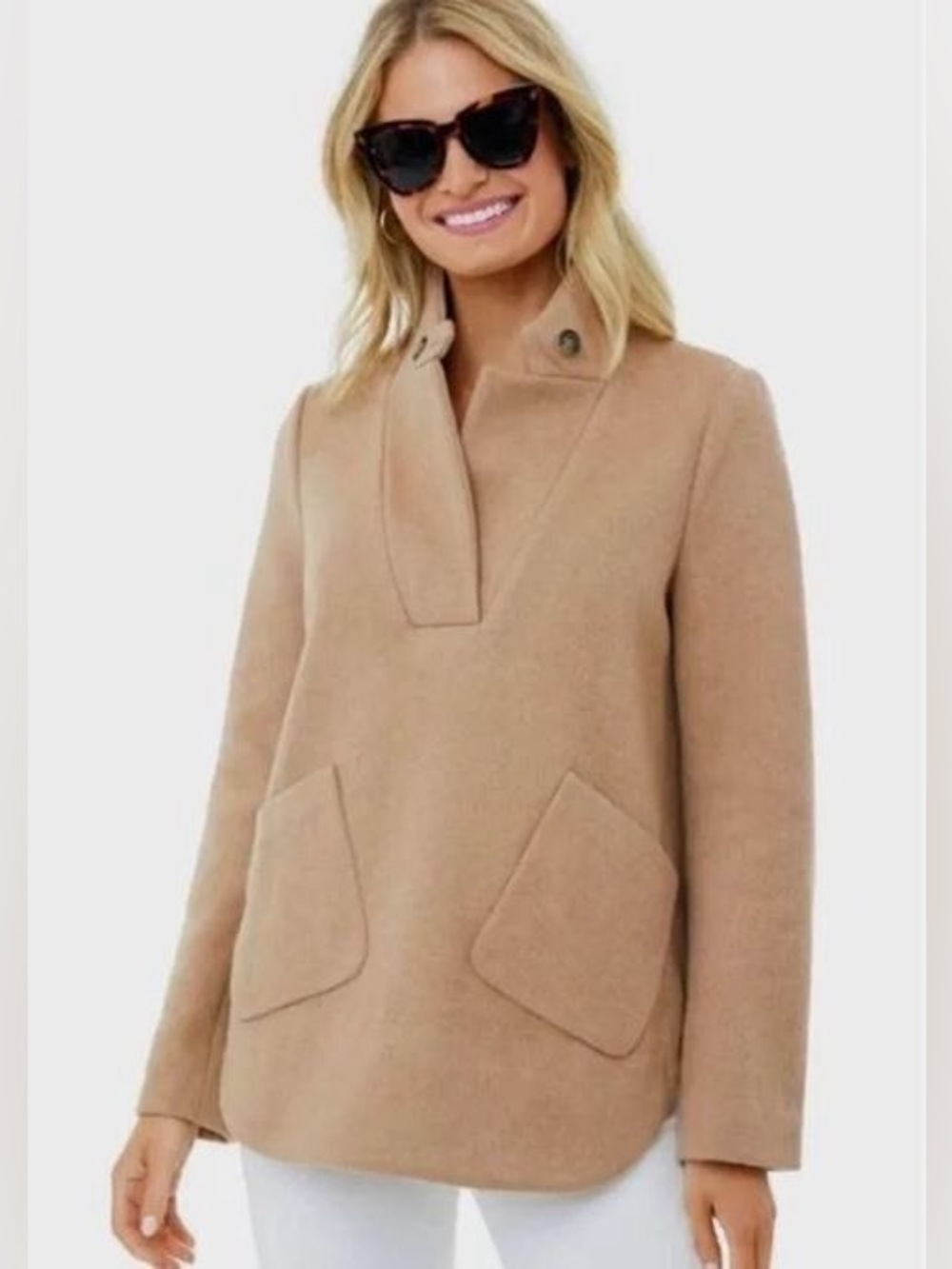 Tuckernuck Emerson Popover Jacket in Camel Wool-Blend lined elbow patches XXS